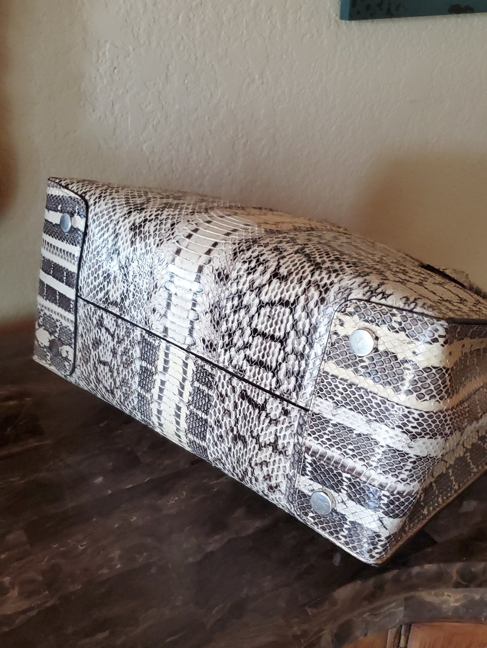 Like NEW Michael Kors Real Snakeskin Mercer Tote - Picture 6 of 16